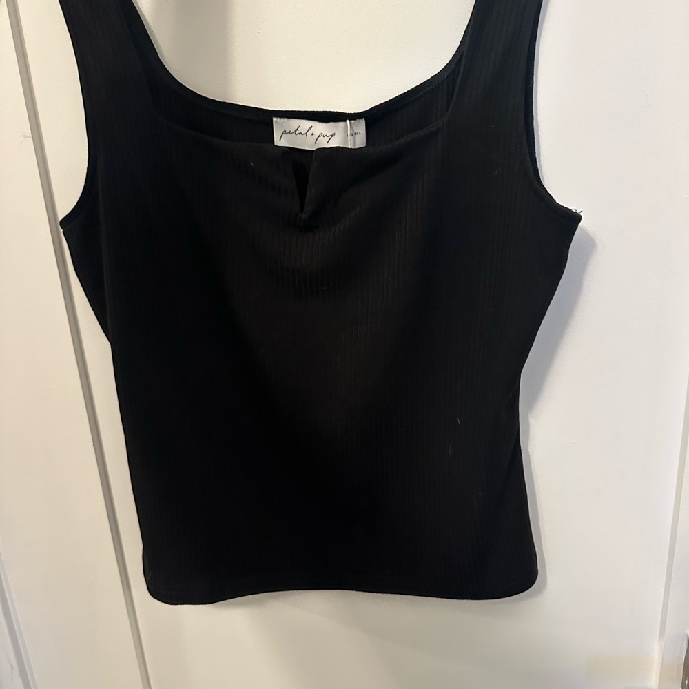Black Ribbed Square-Notch Top - Picture 3 of 5